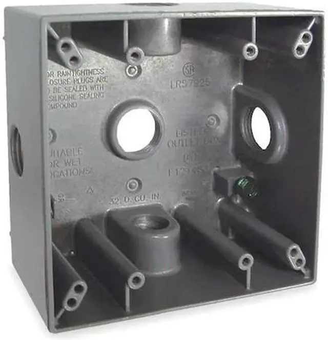 Alt view image 3 of 3 - BELL OUTDOOR 5342-0 Weatherproof Electrical Box, 32 cu in, Double Gang Box