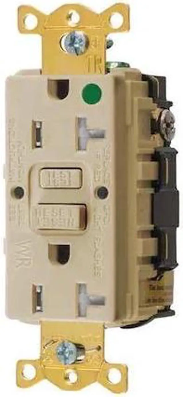 Alt view image 2 of 2 - Hubbell Wiring Device-Kellems GFCI Receptacle,20A,125VAC,5-20R,Ivory  GFTWRST83I