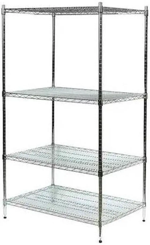 Main image of ZORO SELECT 2KPG1 Wire Shelving Unit, 24"D x 48"W x 85"H, 4 Shelves, Silver