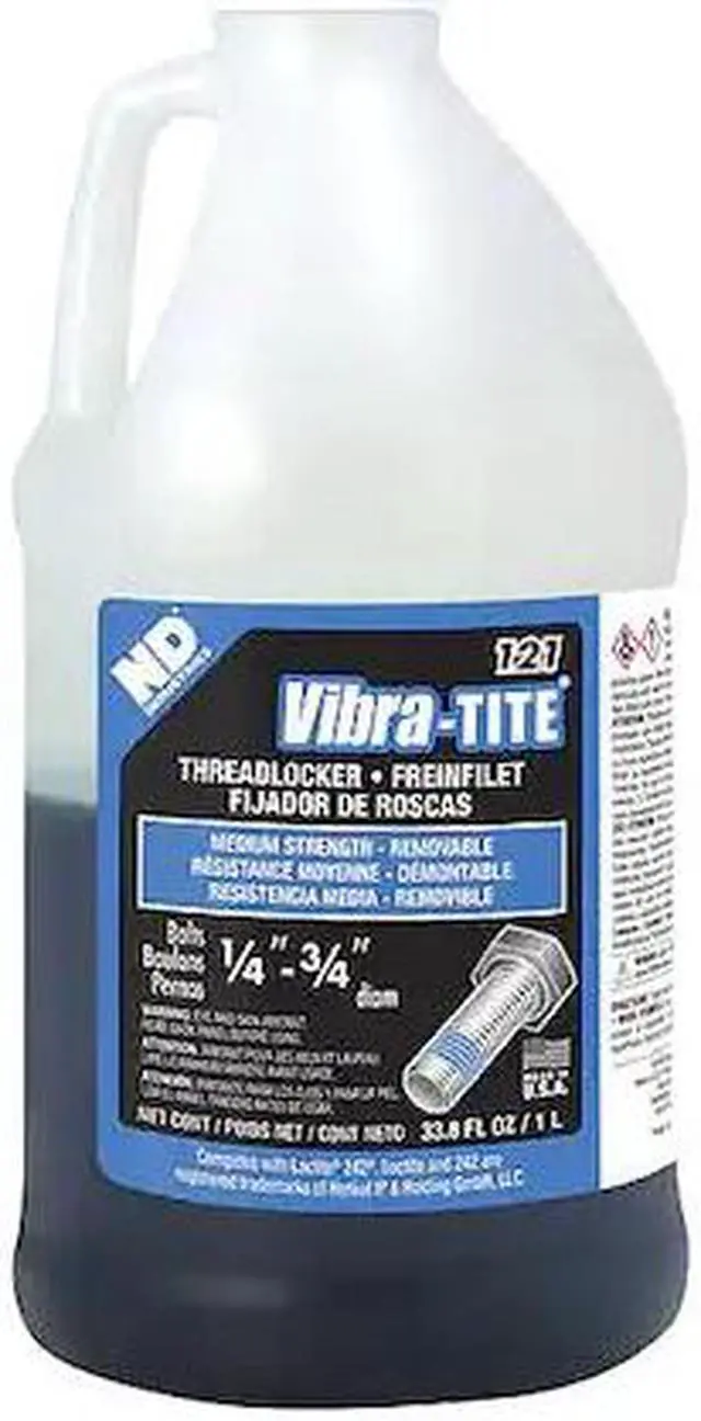 Alt view image 2 of 3 - Vibra-tite 121 Series Medium-Strength Threadlocker, Blue Liquid, 1L Bottle 12100