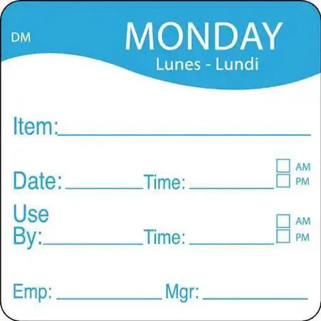 Main image of DAYMARK 1100531 Day Label,Monday,2-5/9 In. W,PK250