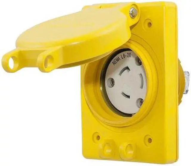 Main image of HUBBELL WIRING DEVICE-KELLEMS HBL67W48 Watertight Flanged Locking Receptacle,