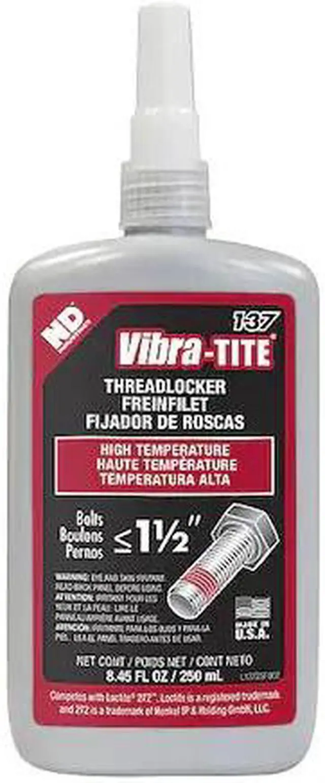 Alt view image 2 of 2 - Vibra-tite 137 Series High-Strength Threadlocker, Red Liquid, 250mL Bottle 13725