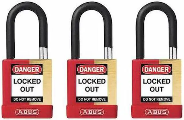 Alt view image 2 of 2 - Abus Alike-Keyed Padlock, Open Shackle Type, 1-1/2" Shackle Height, Red  20076