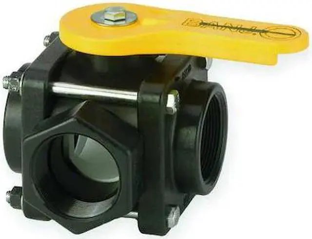 Alt view image 2 of 2 - BANJO V200SL 2" FNPT Polypropylene Ball Valve 3-Way