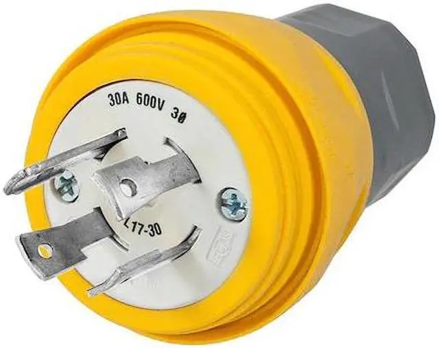 Alt view image 3 of 4 - HUBBELL WIRING DEVICE-KELLEMS HBL28W77 Watertight Locking Plug, L17-30P, 30 A,