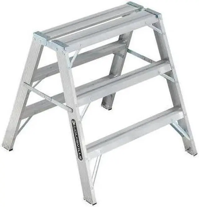 Alt view image 4 of 5 - LOUISVILLE L-2032-03 Sawhorse Ladder, Aluminum, 34" W x 37" H