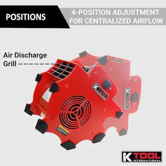 Alt view image 5 of 5 - k tool international workforce blower 180w, 300 cfm, chill blower, 110-120v/60hz, 12 amp, 3 speeds 4-position, indoor or outdoor use, fast drying; kti77702