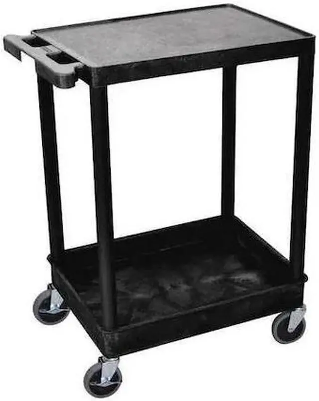 Main image of ZORO SELECT STC21-B Utility Cart with Deep Lipped & Lipped Plastic Shelves,