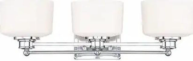 Main image of NUVO 60-4583 Soho 3 Light Vanity Fixture Satin White Glass Polished Chrom