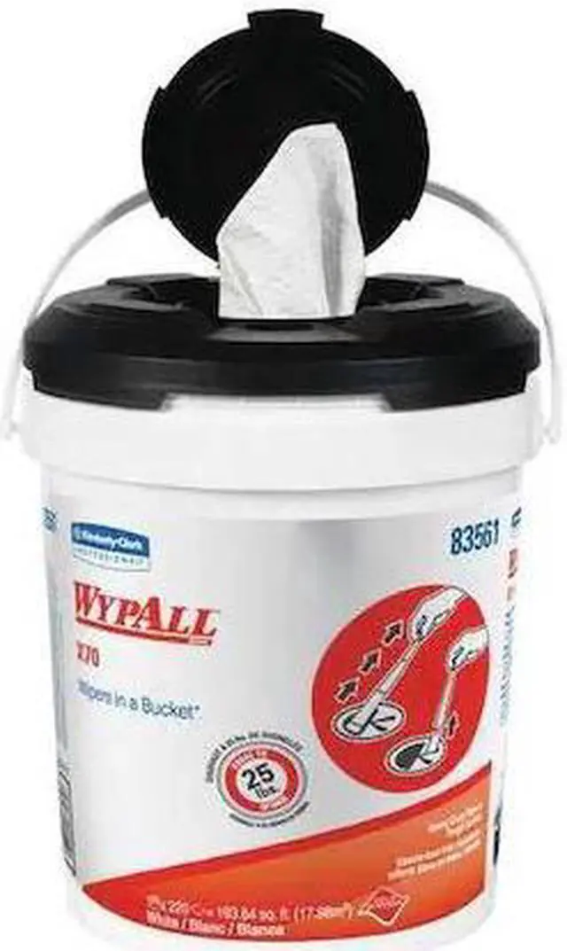 Alt view image 5 of 6 - Wypall Wipers in a Bucket, White, 220 Per Bucket, 2 Bucket/Ca