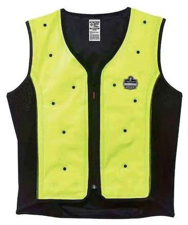 Alt view image 2 of 9 - Ergodyne 12678 Chill-Its 6685 Premium Dry Evaporative Cooling Vest with Zipper - Nylon - 4X-Large - Lime