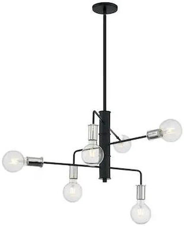 Alt view image 2 of 5 - nuvo 60/7354 ryder 6 light chandelier fixture,black