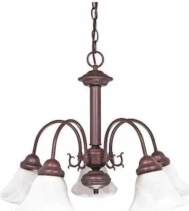 Main image of NUVO 60-183 Ballerina 5-Light 24 in. Chandelier with Alabaster Glass Bell Shades