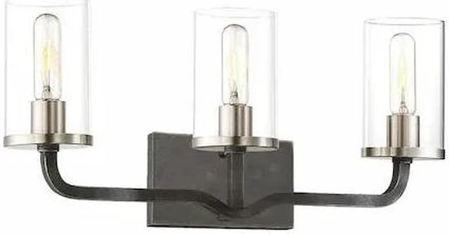 Main image of NUVO 60-6123 Sherwood 3 Light Vanity 24 in. Iron Black Brushed Nickel Acc