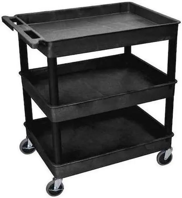 Main image of ZORO SELECT TC111-B Utility Cart with Deep Lipped Plastic Shelves, 400 lb Load