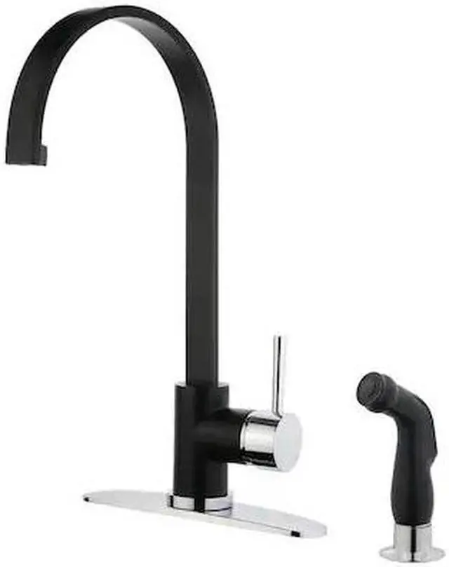 Main image of Gourmetier LS8717DLSP 8-inch Centerset Kitchen Faucet with Side Sprayer, Matte Black/Chrome