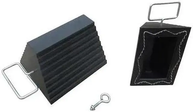 Main image of ZORO SELECT 22XW88 Wheel Chock,Molded Rbr w/Stl Grab,Black