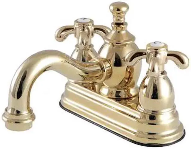 Alt view image 3 of 5 - Kingston Brass KS7102TX 4 in. Centerset Lavatory Faucet with Heritage Spout & Metal Cross Handle, Polished Brass