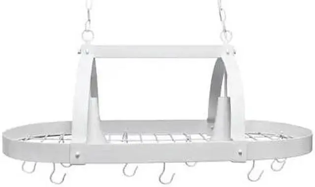 Alt view image 9 of 20 - Elegant Designs White 2 Light Kitchen Pot Rack with Downlights
