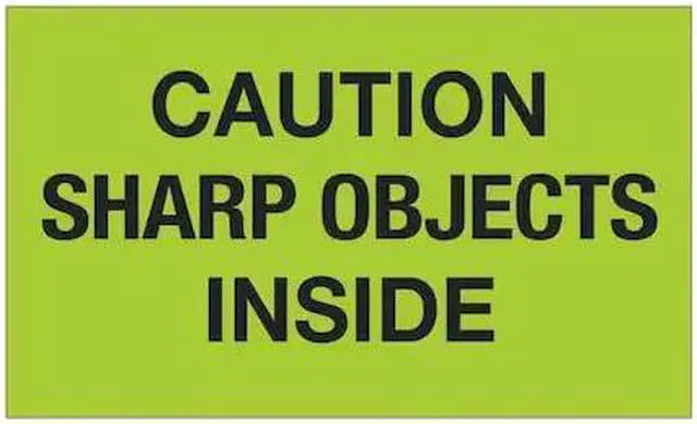 Main image of TAPE LOGIC DL1126 Tape Logic® Labels, "Caution Sharp Objects Inside", 3" x 5",