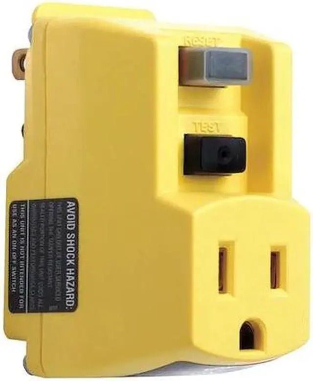 Main image of ZORO SELECT 5YL43 Plug-In GFCI, Ylw, 15A, 5-15P, Indoor, 120VAC (Formerly Power