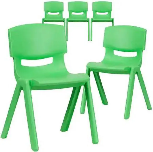 Alt view image 3 of 4 - Flash Furniture Whitney Plastic Stackable School Chair Green 5 Pack (5YUYCX004GREEN)