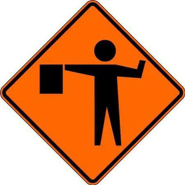 Alt view image 2 of 2 - LYLE W20-7A-30HA Flagger Symbol Traffic Sign, 30 in W, 30 in H, Aluminum, Orange