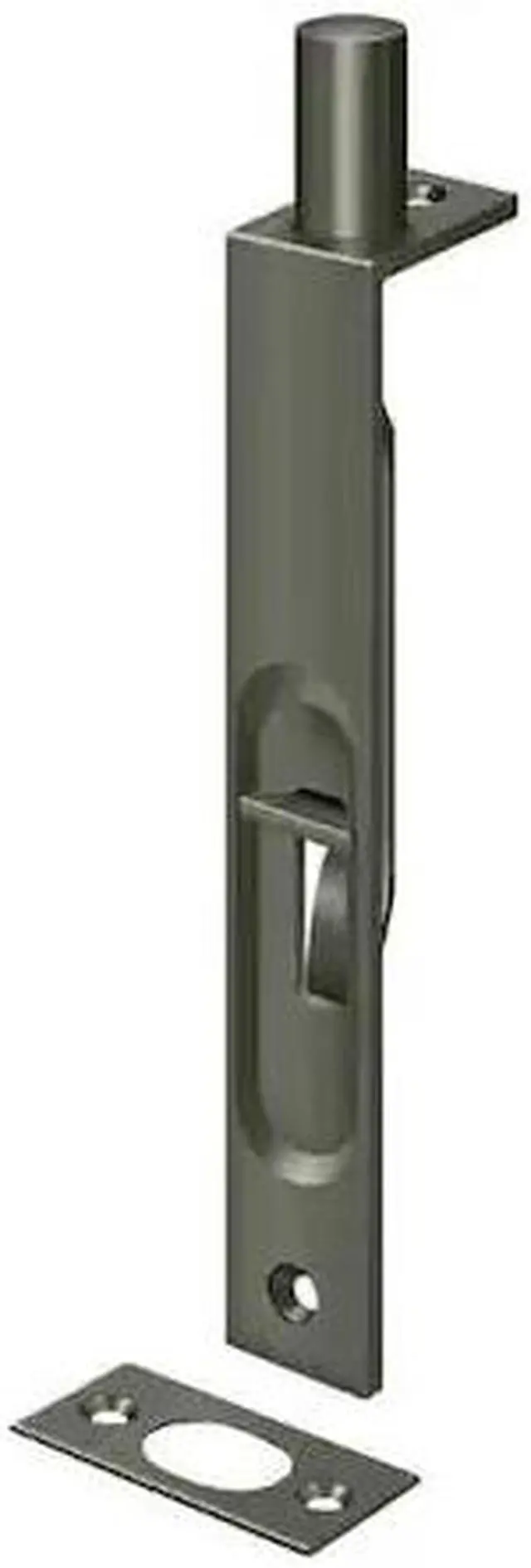Alt view image 2 of 2 - Deltana 6FBS15A 6 in. Heavy Duty Square Flush Bolt, Antique Nickel - Solid