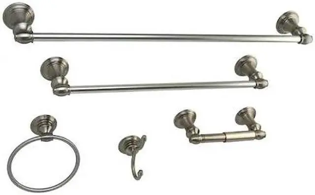 Alt view image 3 of 8 - Kingston Brass BAHK161212478SN Provence Collection 5-piece Towel Bar Bath Hardware Set, Satin Nickel