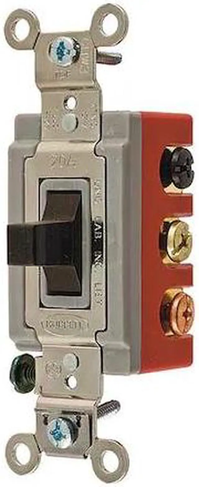 Alt view image 3 of 3 - HUBBELL WIRING DEVICE-KELLEMS HBL1386 Wall Swtch,2-Pole,120/277V,20A,Brn,Toggl
