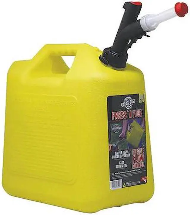 Alt view image 2 of 2 - GARAGEBOSS GB356 Gas Can, Plastic, 5 gal, Press 'N Pour(R) Spout, Self-Venting,