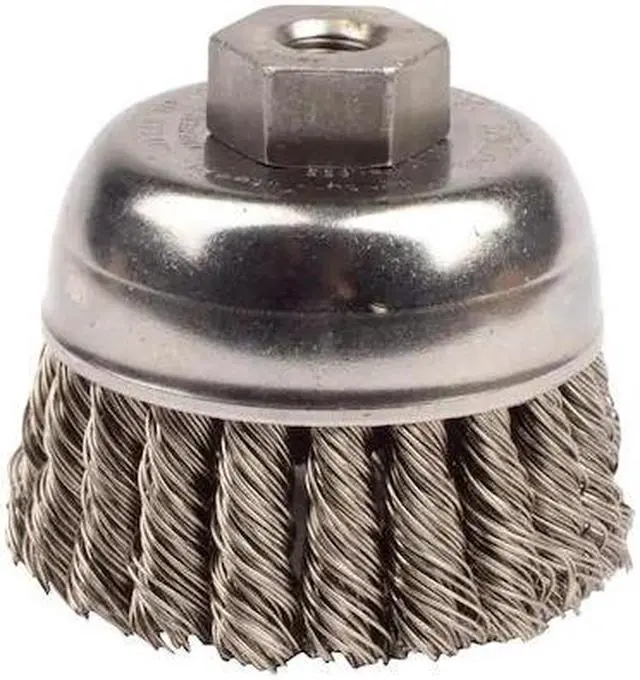 Main image of WEILER 13256 2-3/4" Single Row Knot  Cup Brush.020" Stainless , 3/8"-24 UNF Nut