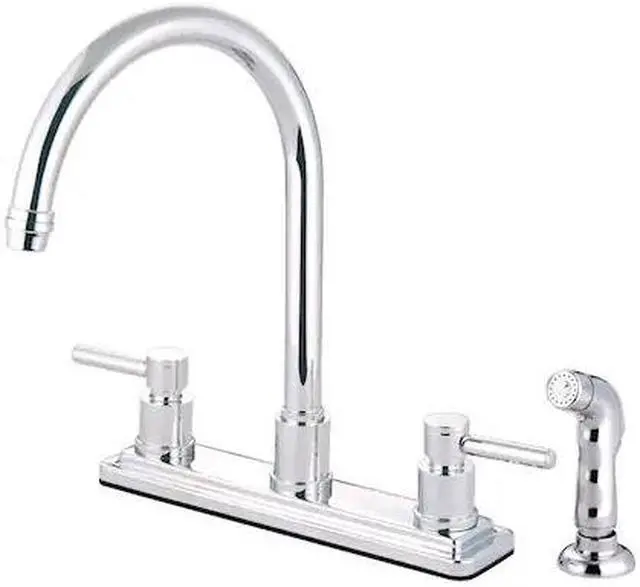 Alt view image 2 of 6 - Kingston Brass KS8791DL 8 Inch Center Kitchen Faucet With Side Sprayer - Polished Chrome