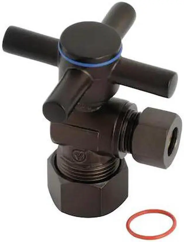 Alt view image 2 of 8 - Kingston Brass CC53305DX Concord 5/8" x 3/8" O.D. Comp, Quarter Turn Angle Stop Valve, Oil Rubbed Bronze
