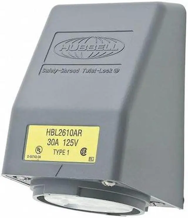 Alt view image 3 of 4 - HUBBELL WIRING DEVICE-KELLEMS HBL2610AR Flanged Locking Receptacle, L5-30R, 30
