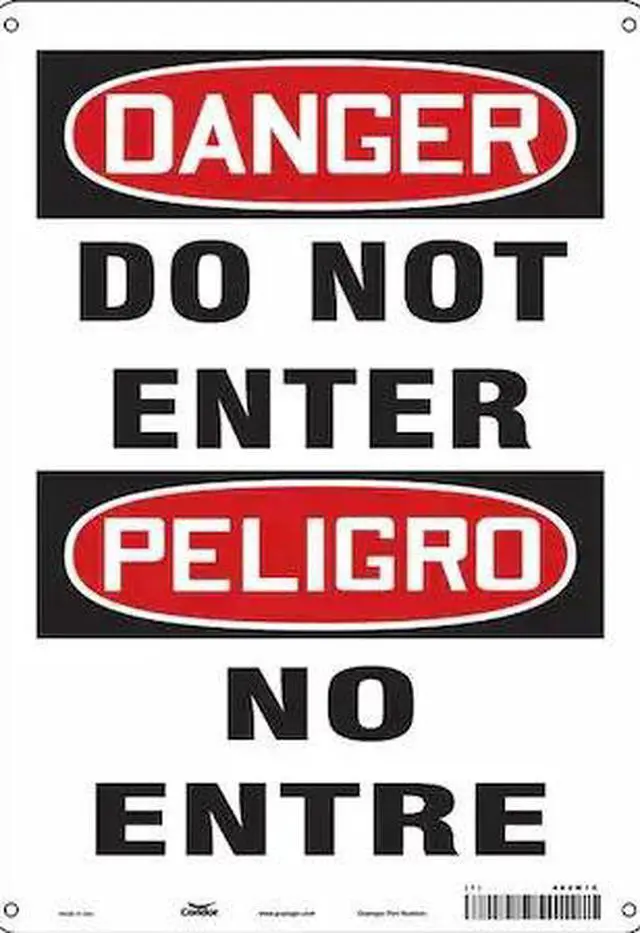 Main image of CONDOR 480N16 Safety Sign, Aluminum, 10 in W, 14 in H, DO NOT ENTER/NO ENTRE,