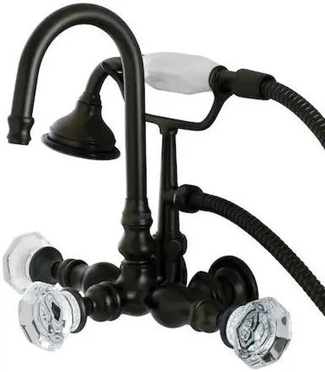 Alt view image 2 of 6 - Kingston Brass AE7T5WCL Aqua Eden Celebrity Wall Mount Clawfoot Tub Faucet, Oil Rubbed Bronze