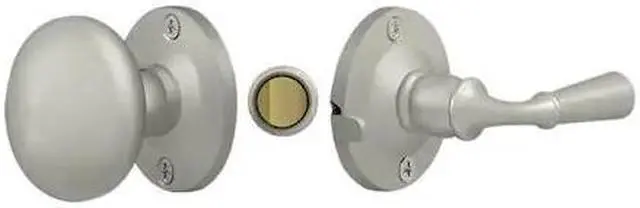 Alt view image 2 of 2 - Solid Brass Round Storm Door Latch w Tubular Lock (Satin Nickel)