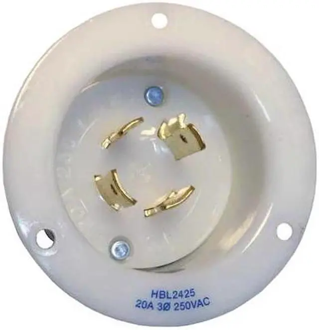 Alt view image 2 of 3 - HUBBELL WIRING DEVICE-KELLEMS HBL2425 20A Flanged Twist-Lock Inlet 3P 4W 250VAC