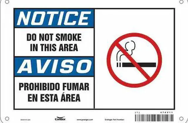 Main image of CONDOR 474V11 Safety Sign, 7" H, 10" W,  Vertical Rectangle, English, Spanish,