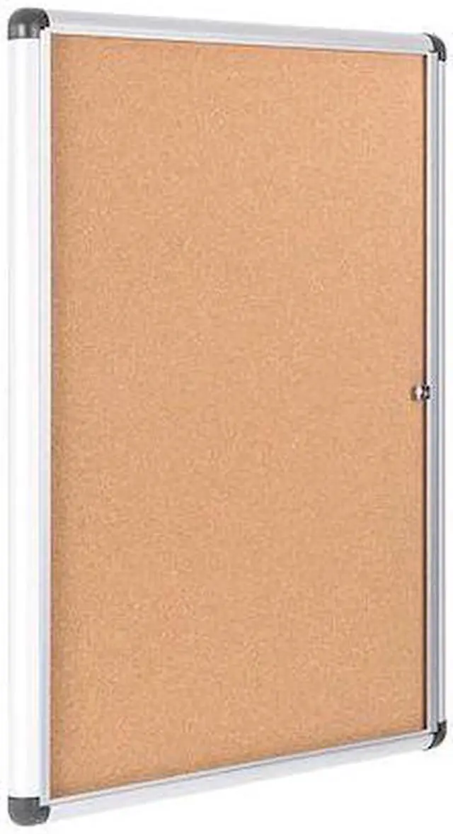 Alt view image 2 of 3 - Cork Bulletin Slim Line Display Case Cabinet Enclosed Bulletin Board, 3 H x 2 W