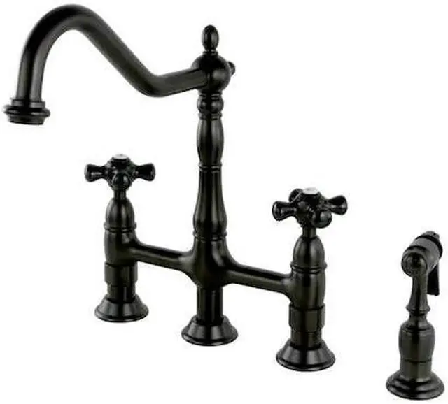 Main image of Kingston Brass KS1275PKXBS 8" Centerset Kitchen Faucet with Brass Sprayer, ORB