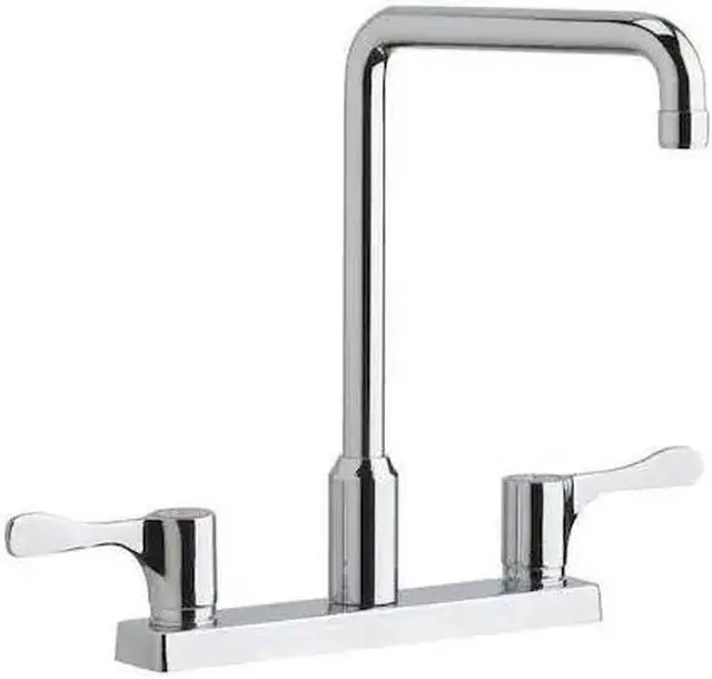 Alt view image 2 of 3 - Elkay 8" Centerset Exposed Deck Mount Faucet with Arc Spout and 4" Lever Handles Chrome