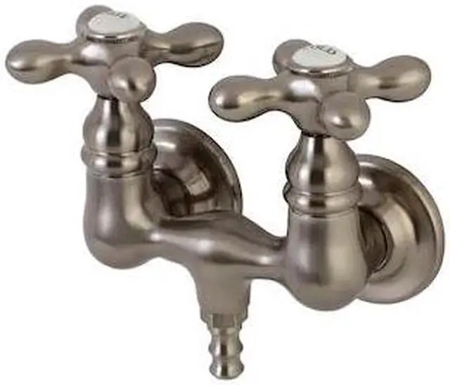 Alt view image 4 of 4 - Kingston Brass AE37T8 Aqua Vintage 3-3/8 Inch Wall Mount Tub Faucet, Brushed Nickel
