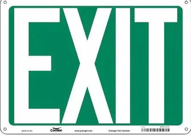 Main image of CONDOR 480L45 Exit Sign, Aluminum, 14" W, 10" H, EXIT, Green, White
