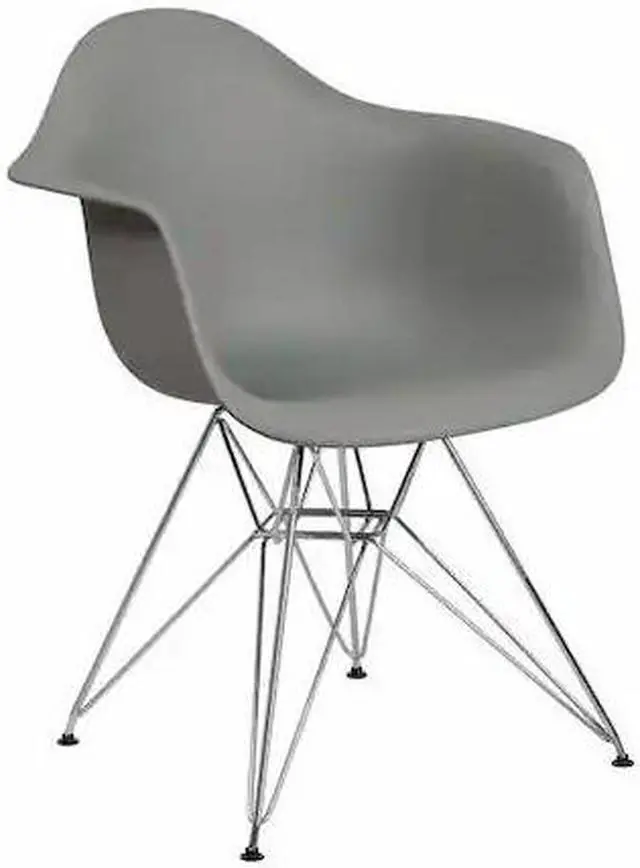 Alt view image 10 of 20 - Alonza Series Moss Gray Plastic Chair with Chrome Base