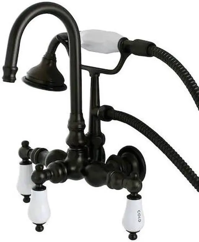 Alt view image 2 of 5 - Kingston Brass AE9T5 Aqua Eden Aqua Eden Wall Mount Clawfoot Tub Faucet, Oil Rubbed Bronze