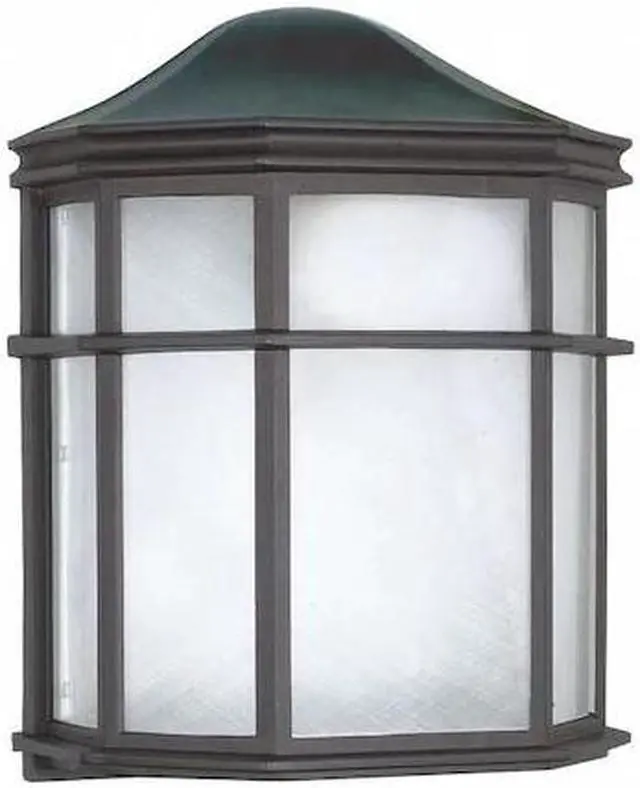 Main image of NUVO 60-539 1-Light 10 in. Cage Lantern Wall Fixture Die Cast Linen Acrylic Lens