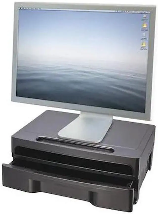 Alt view image 14 of 20 - Officemate Monitor Stand with Drawer 13 1/8 x 9 7/8 x 5 Black 22502